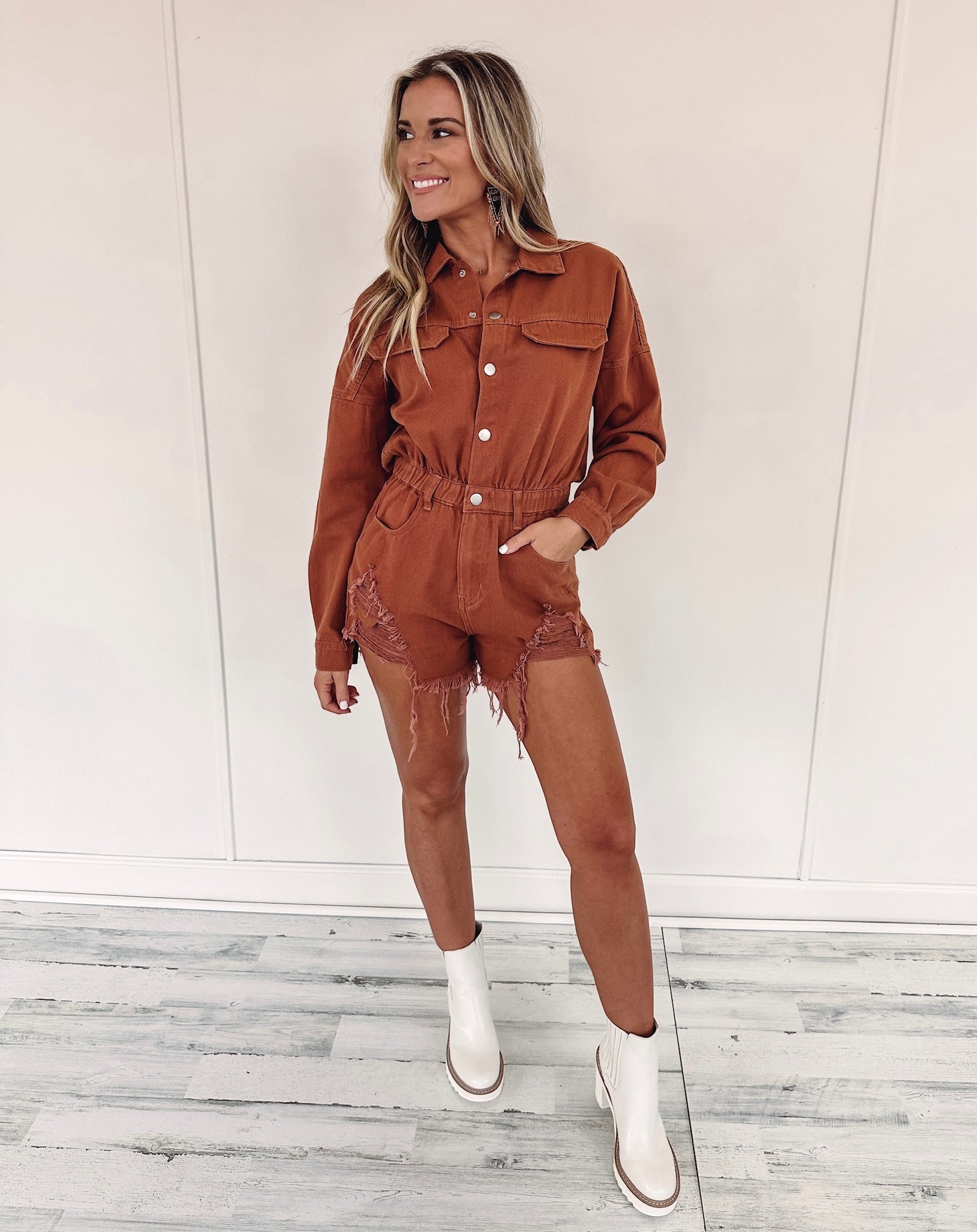 Madison Romper - Brown