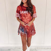 Gameday Fringe Sequin Top - Burnt Orange