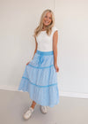 Striped Midi Skirt - Blue