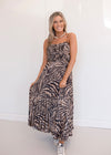 Printed Pleated Midi Dress