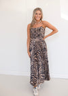 Printed Pleated Midi Dress