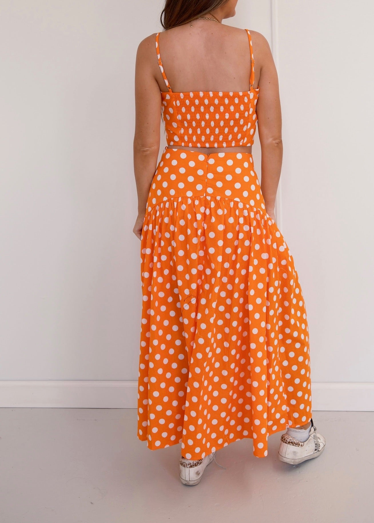 Marilyn Set - Orange/White Polka Dot