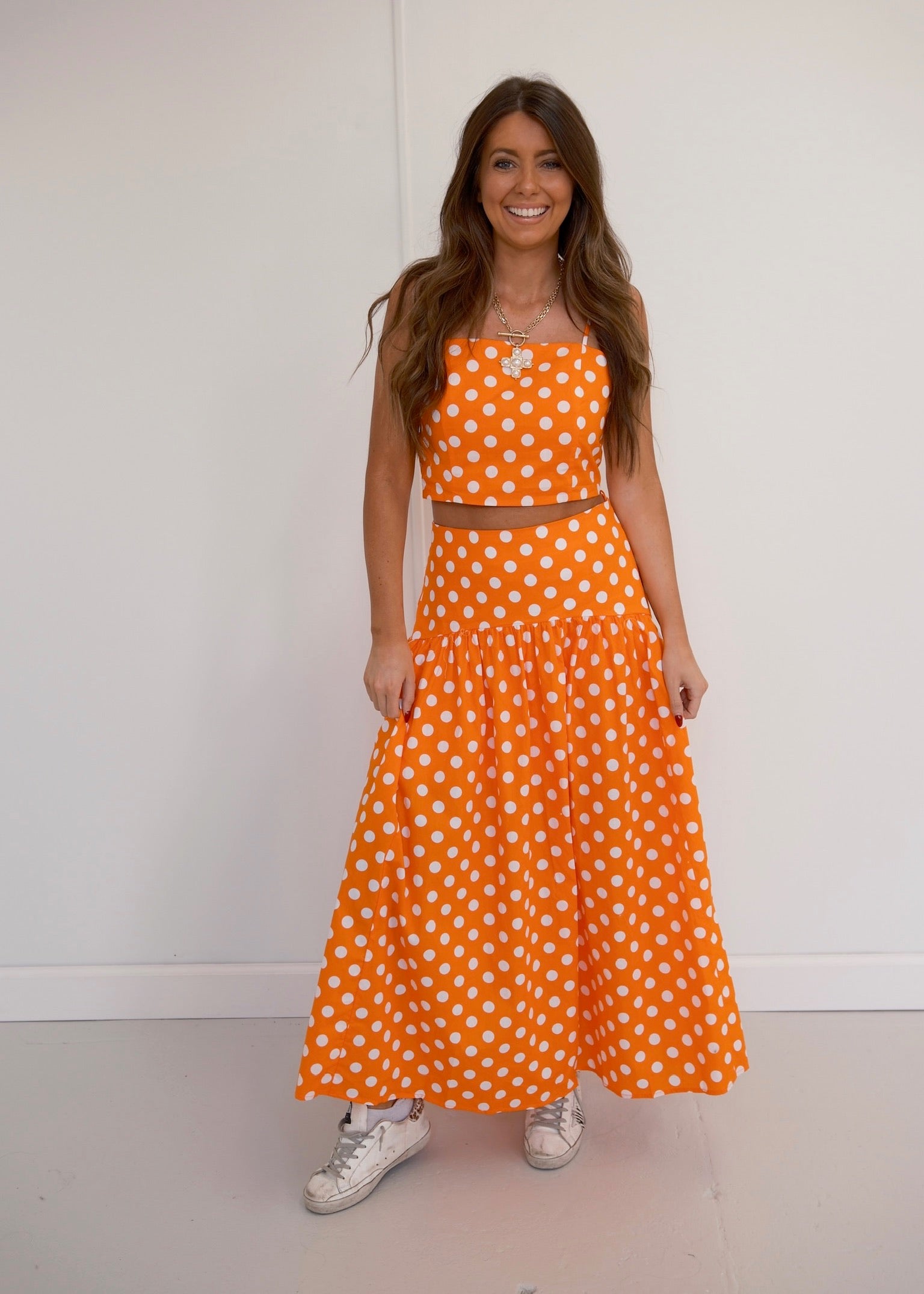 Marilyn Set - Orange/White Polka Dot