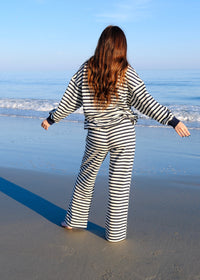 Navy & Cream Striped Lounge Set