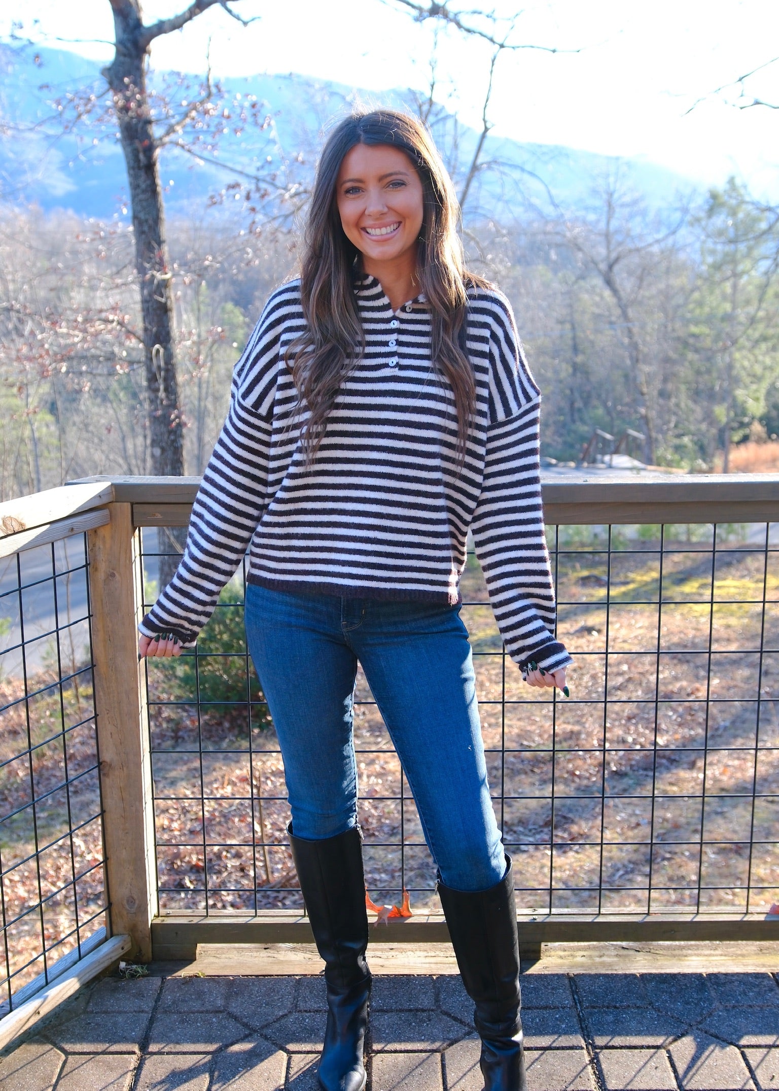 Striped Sweater - Dark Wine