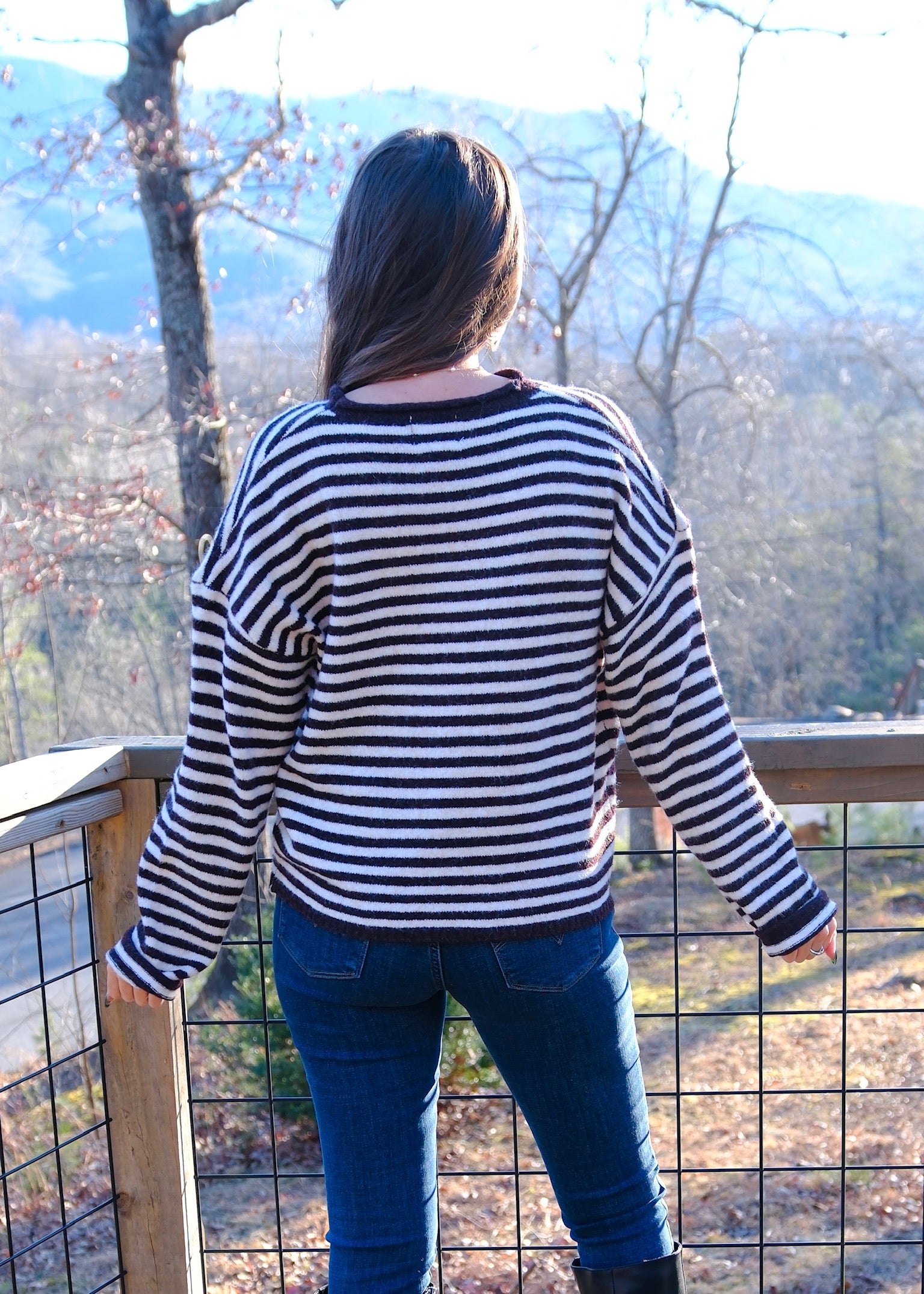 Striped Sweater - Dark Wine