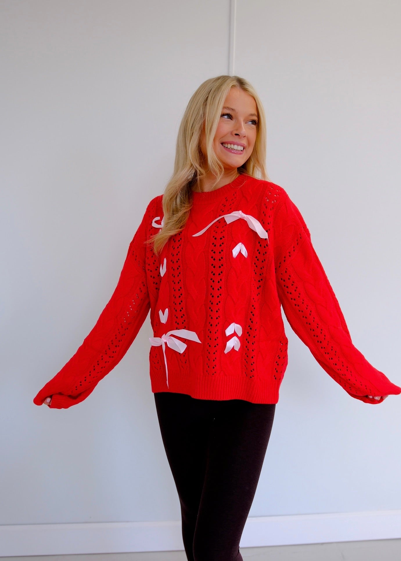 Maci Cable Knit Bow Sweater