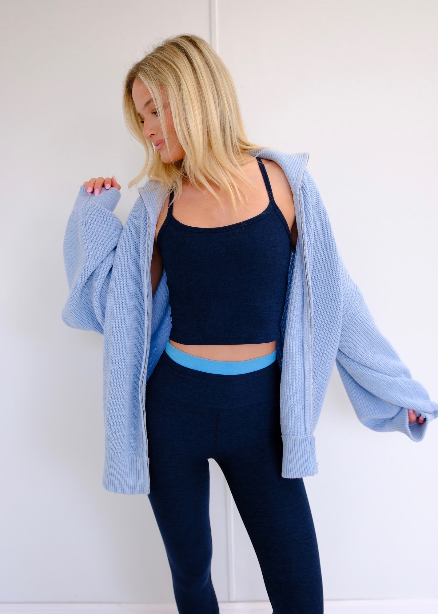Baby Blue Zip Up Sweater Cardigan