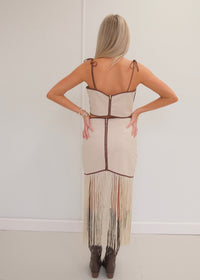 Gracie Fringe Set - Cream/Brown