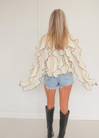 Piper Ruffle Top - Black/Cream