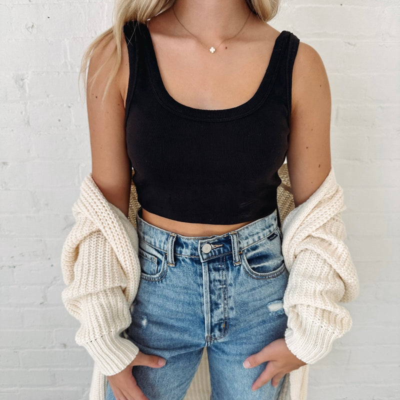 Ribbed Black Tank