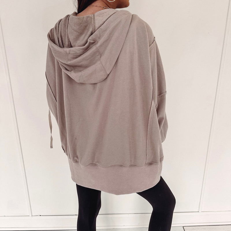 Kendall Oversized Zip Up - Taupe