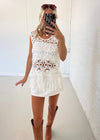 Crochet Fringe Top - White