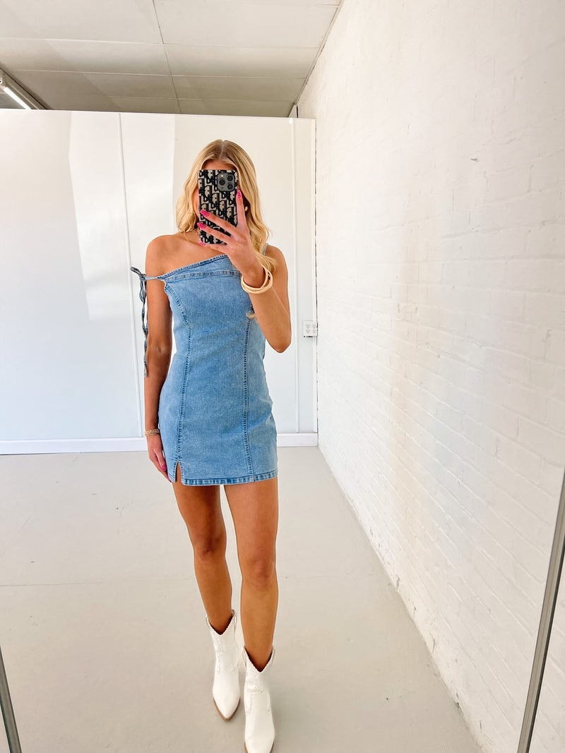 Delilah Asymmetrical Denim Dress