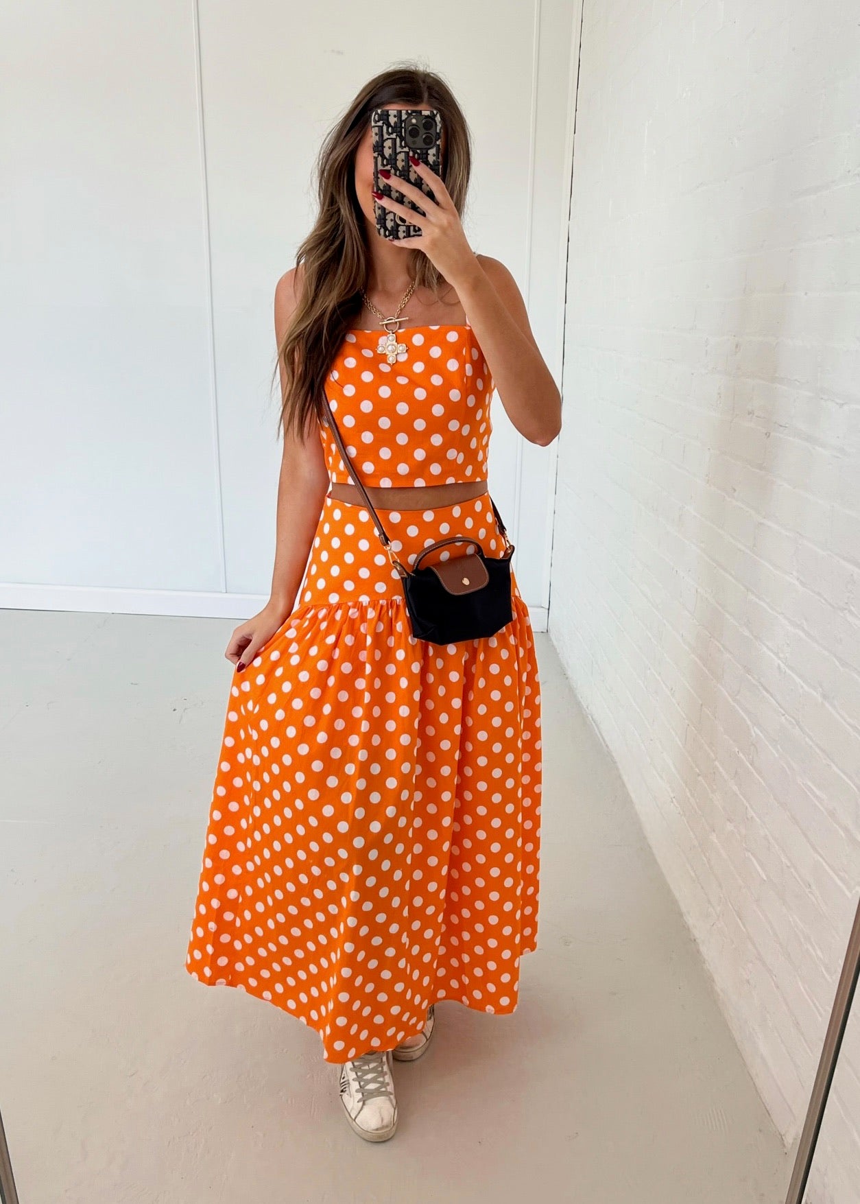 Marilyn Set - Orange/White Polka Dot