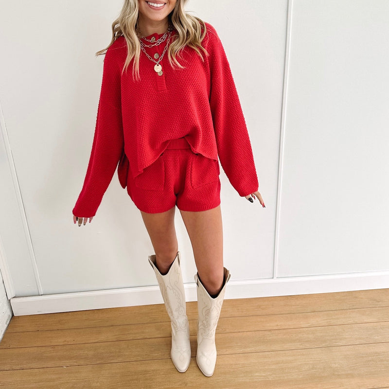 Farrah Sweater Set - Red