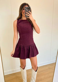 Courtney Corduroy Dress - Burgundy