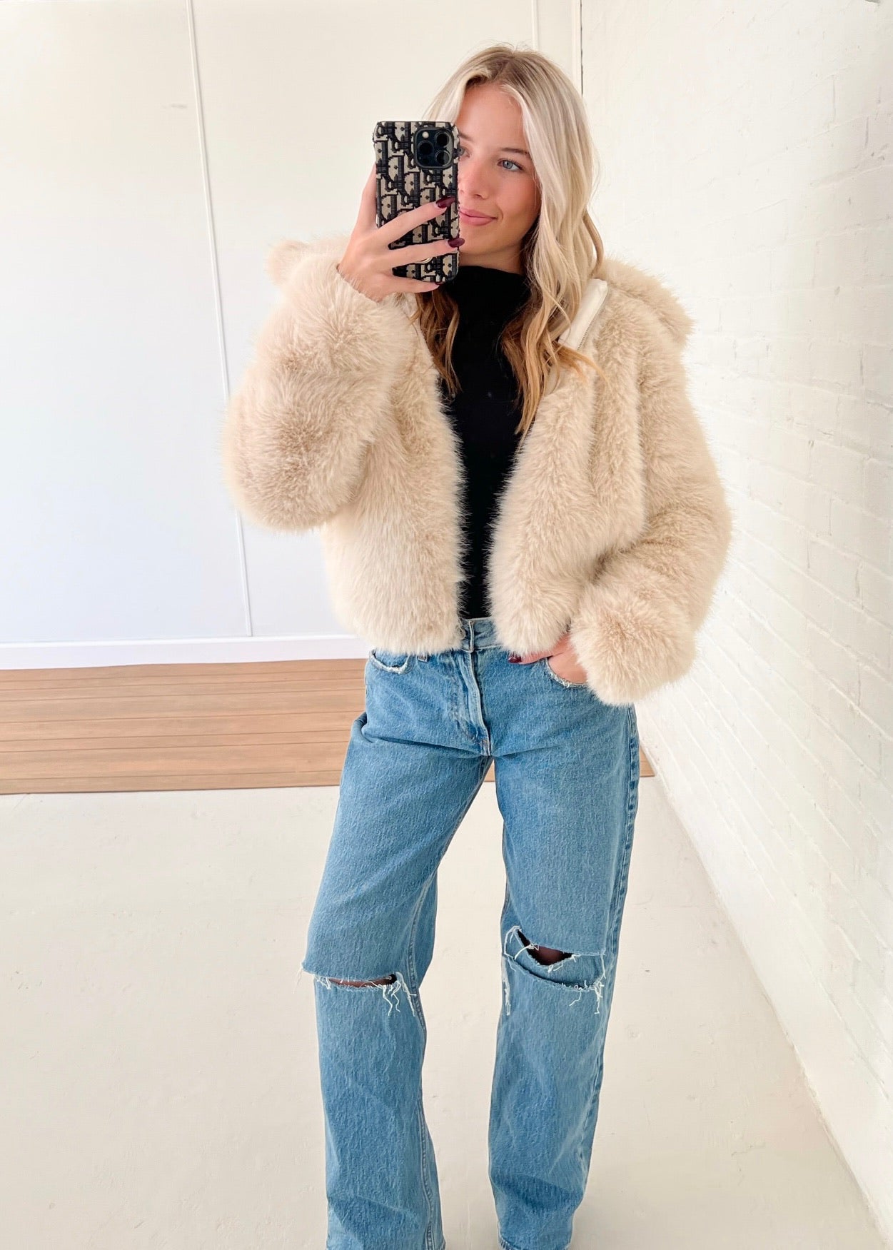 Mina Fur Jacket - Cream
