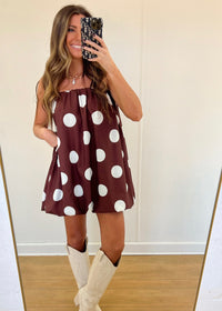 Polka Dot Bubble Dress - Brown