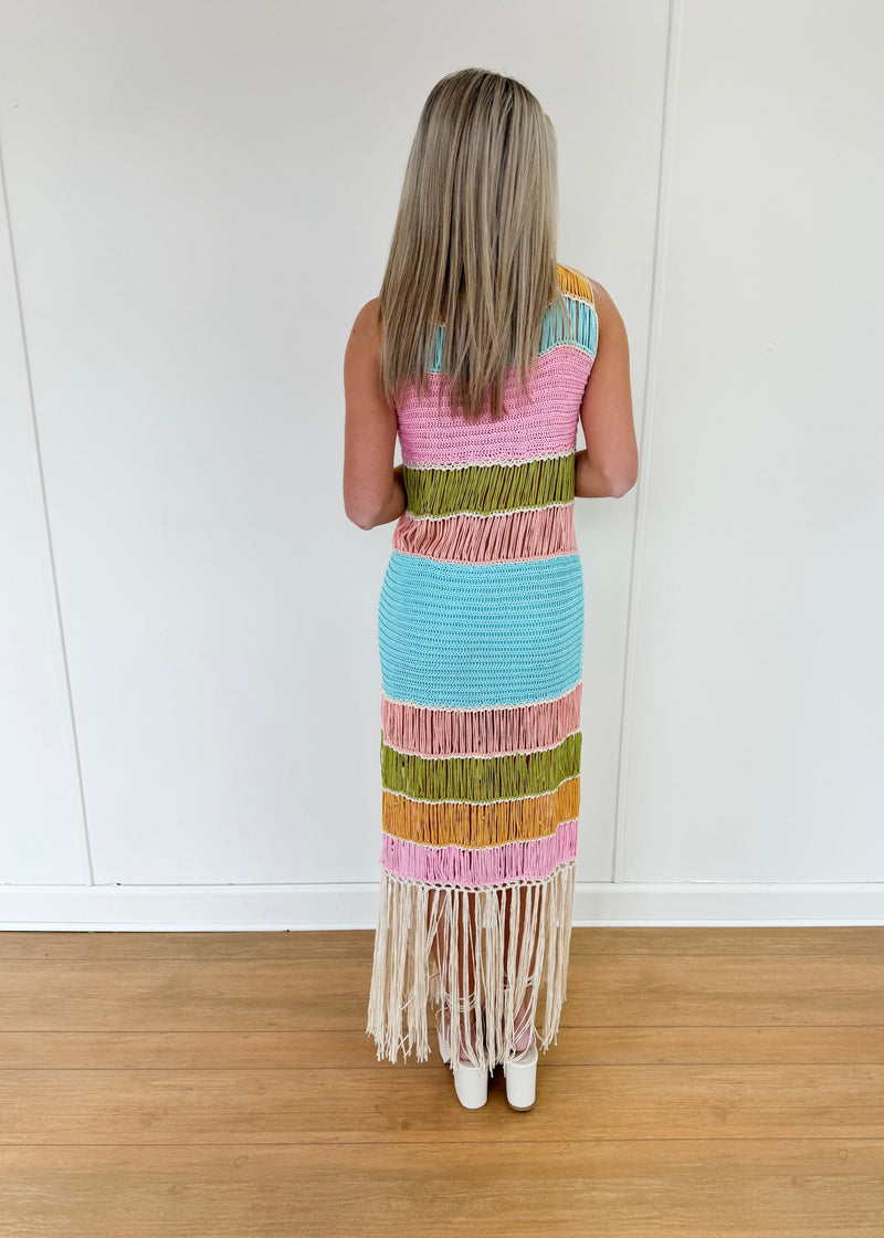 Fringe Crochet Knit Dress
