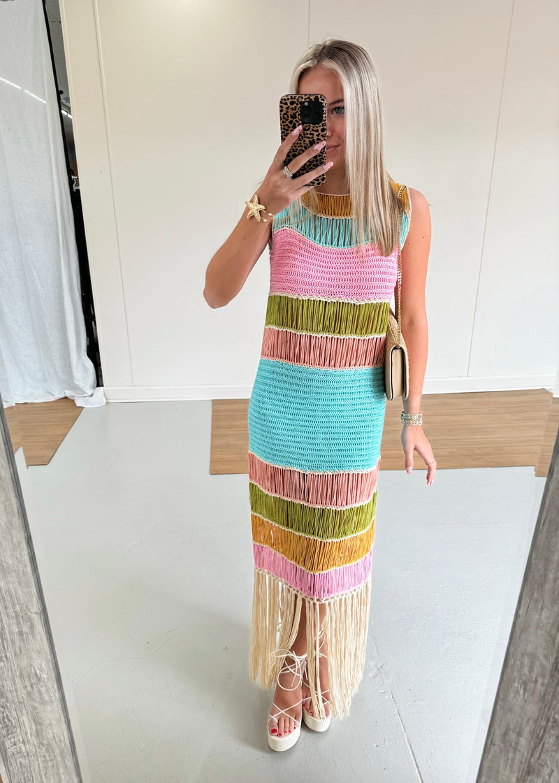 Fringe Crochet Knit Dress