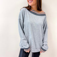 Heather Grey Stripe Sweatshirt