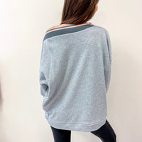 Heather Grey Stripe Sweatshirt