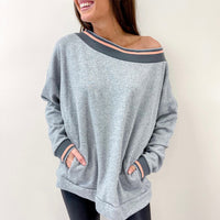 Heather Grey Stripe Sweatshirt