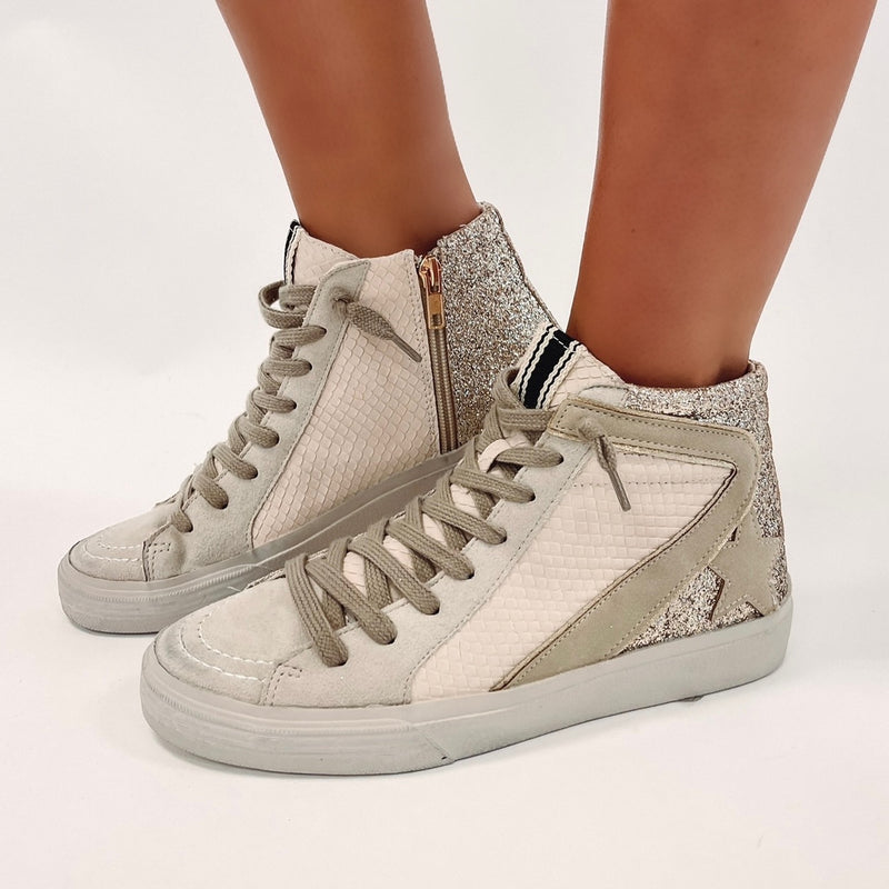 Gold/Croc High Top Sneakers