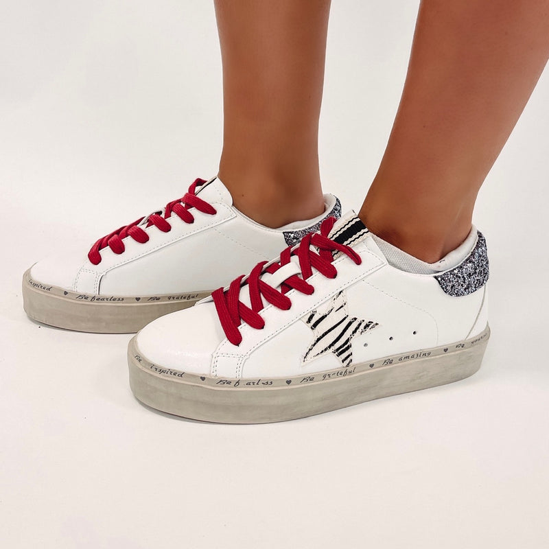 Red/Zebra Platform Sneakers